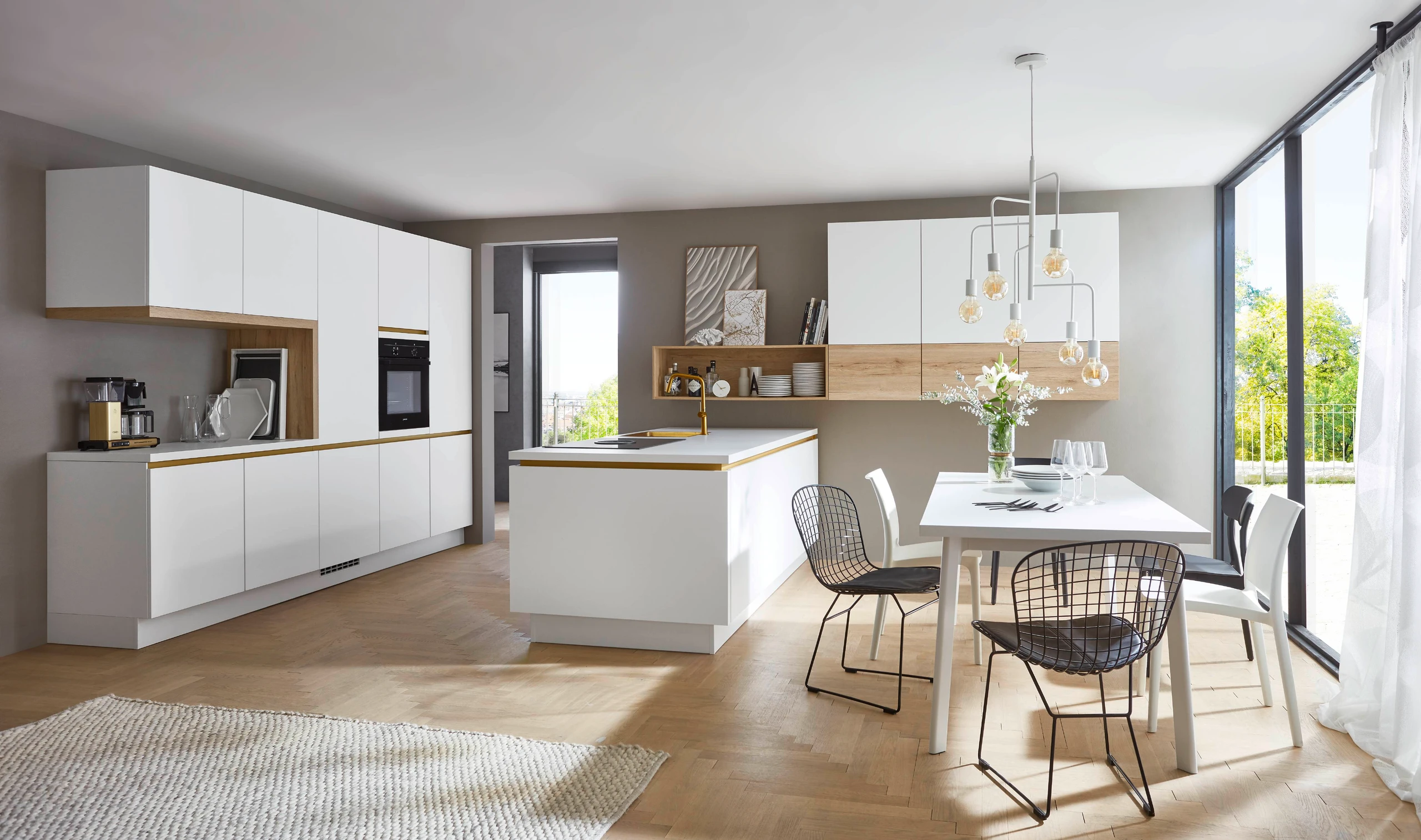 Crystal Titanio matt kitchen with reflective surfaces